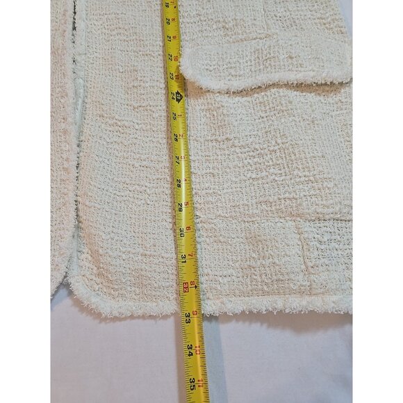 Max Studio London Frayed Trim Longline Cozy Cardigan Ivory Pockets Size 2X New - Picture 14 of 16